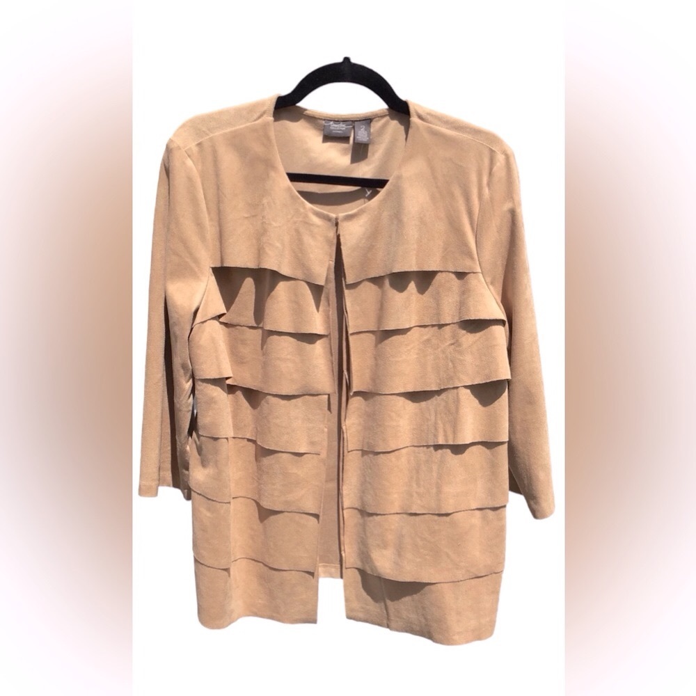 NWOT Chico Ruffle Ultra Suede Light Jacket Sz 2